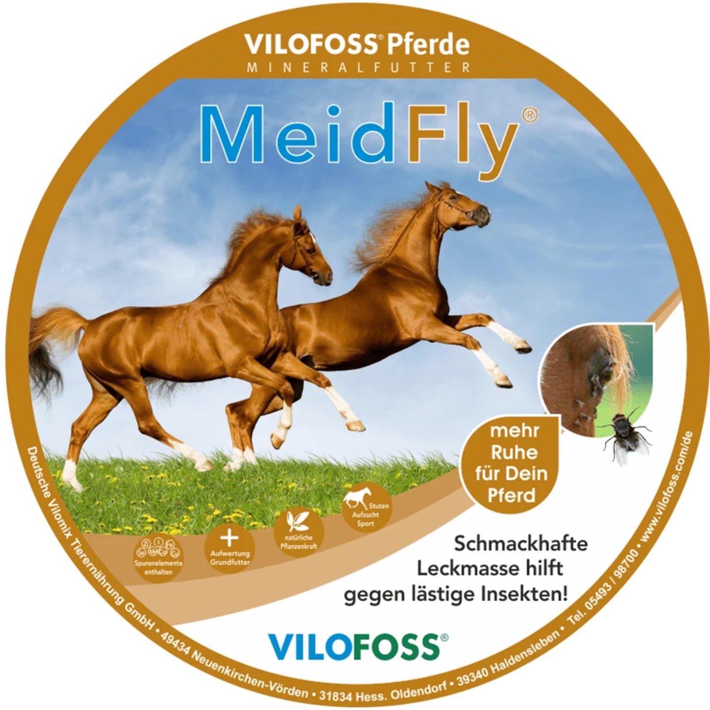 MeidFly- Leckmasse gegen Fliegen für Pferde 25kg Eimer