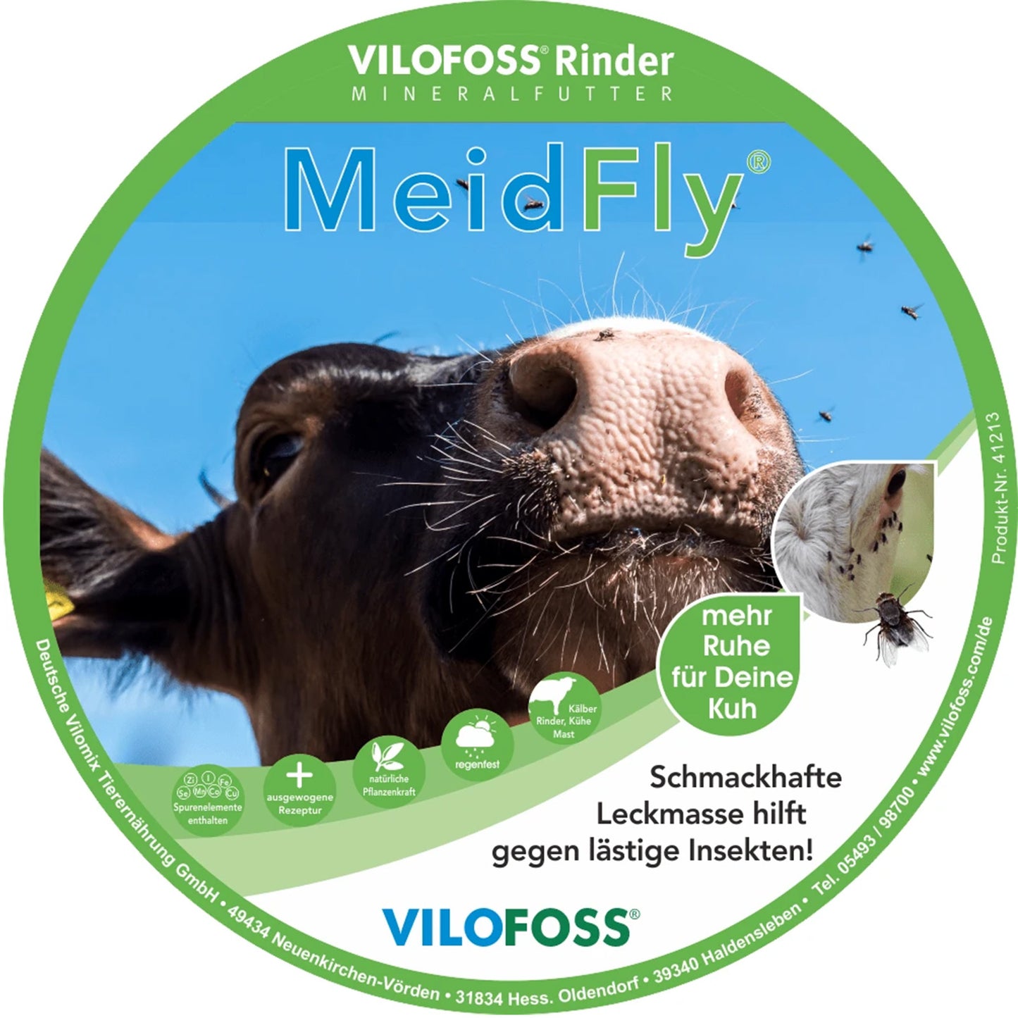 HQF Premium Leckmasse +MeidFly - gegen Fliegen für Rind 25kg Eimer